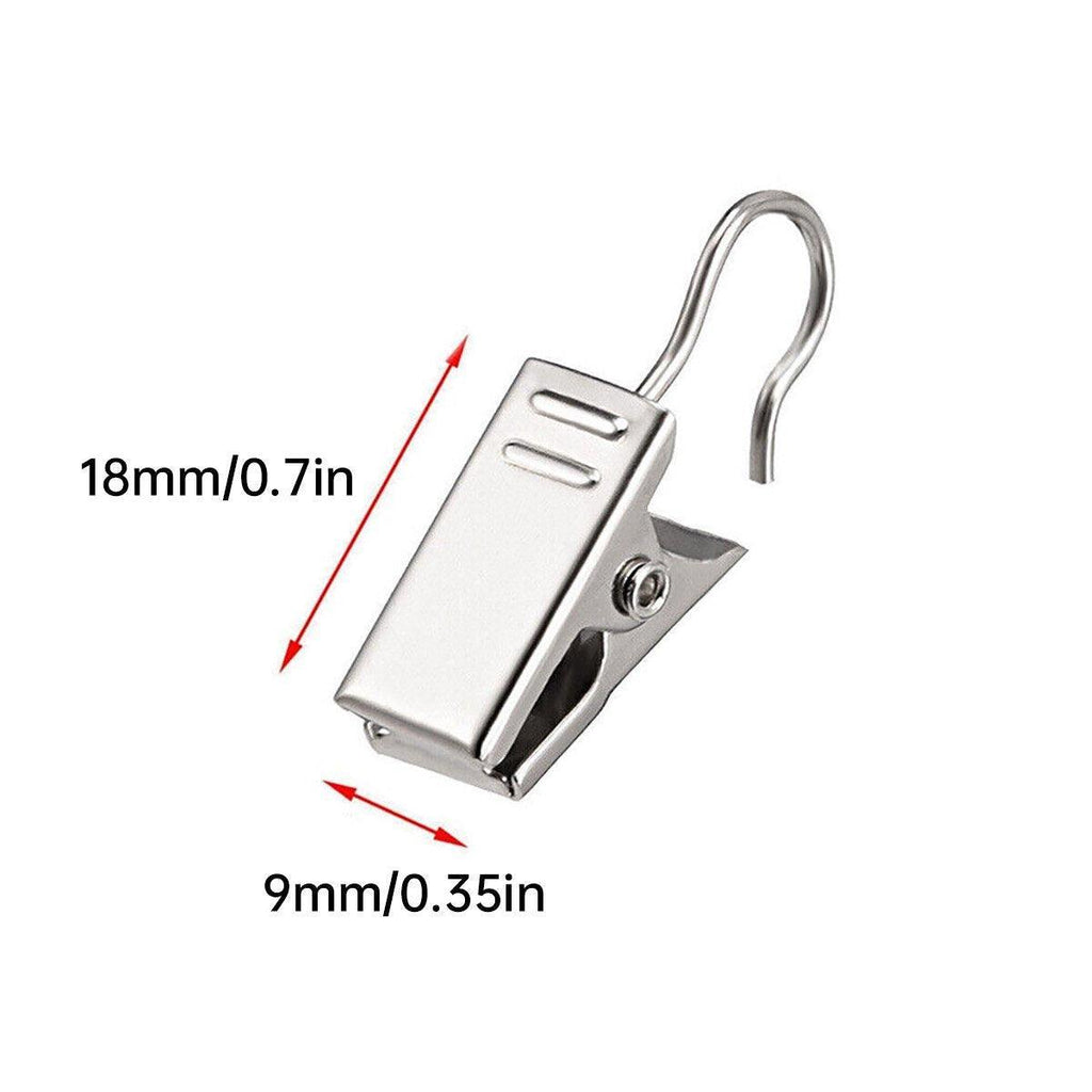 50PCS Stainless Steel Curtain Clip Hooks Strong Load-bearing Shower Accessories - Black