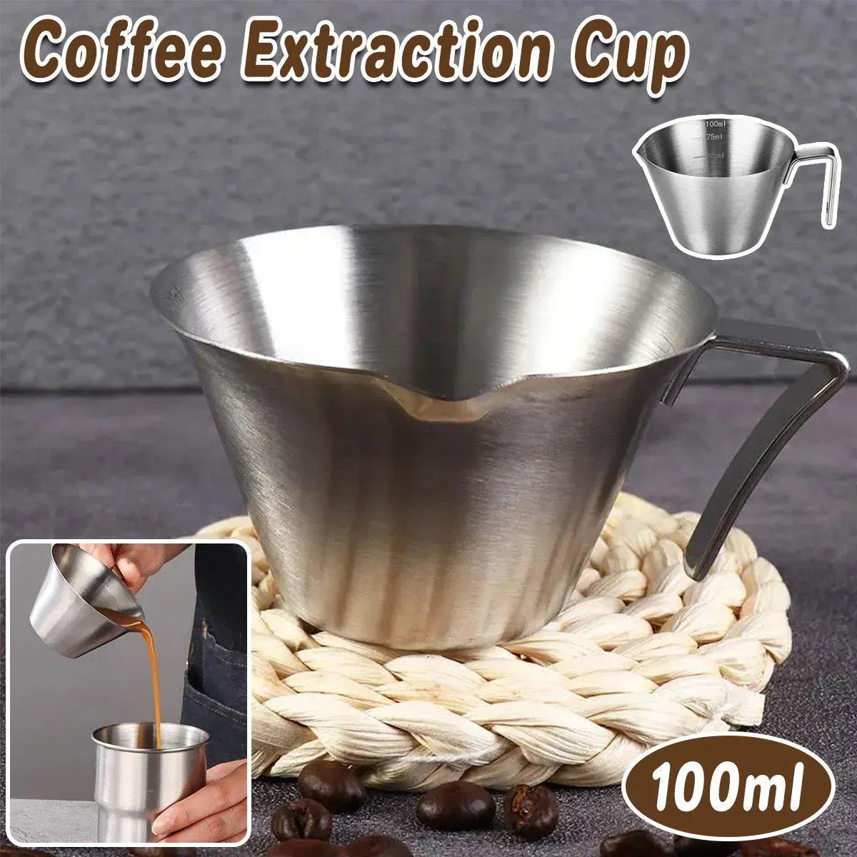 100ml Stainless Steel Espresso Measuring & Pouring Cup