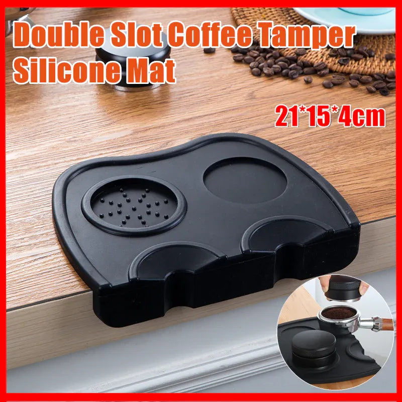 Double-Slot Silicone Espresso Tamping Mat – 21 × 15cm