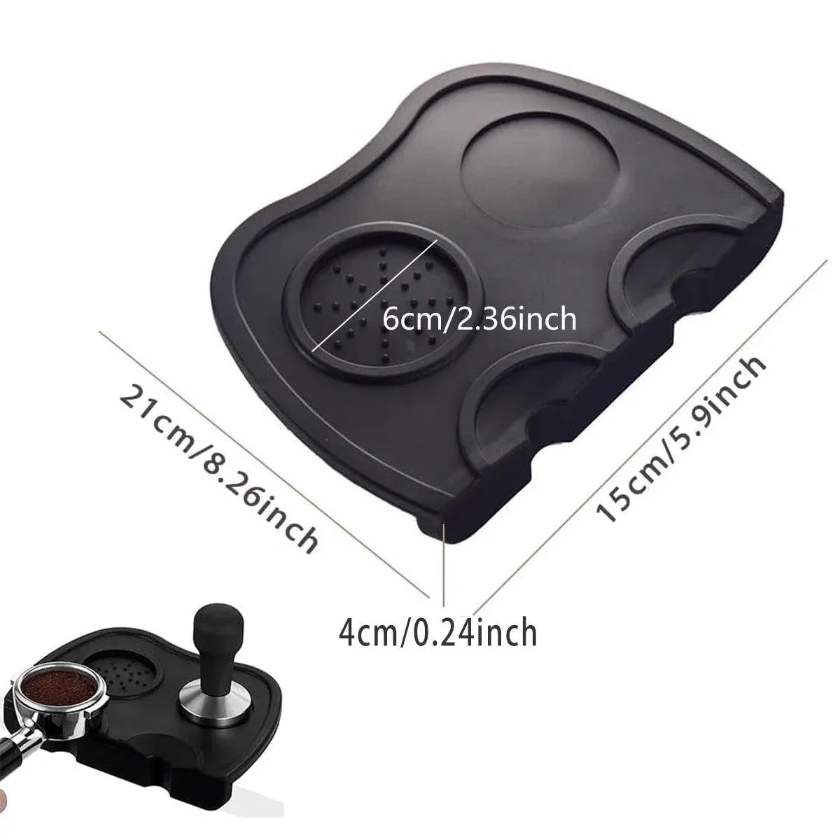 Double-Slot Silicone Espresso Tamping Mat – 21 × 15cm