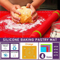 Orange Reusable Non-Stick Silicone Rolling Dough Mat Cake Pastry Baking Fondant Sheet - 40*30cm