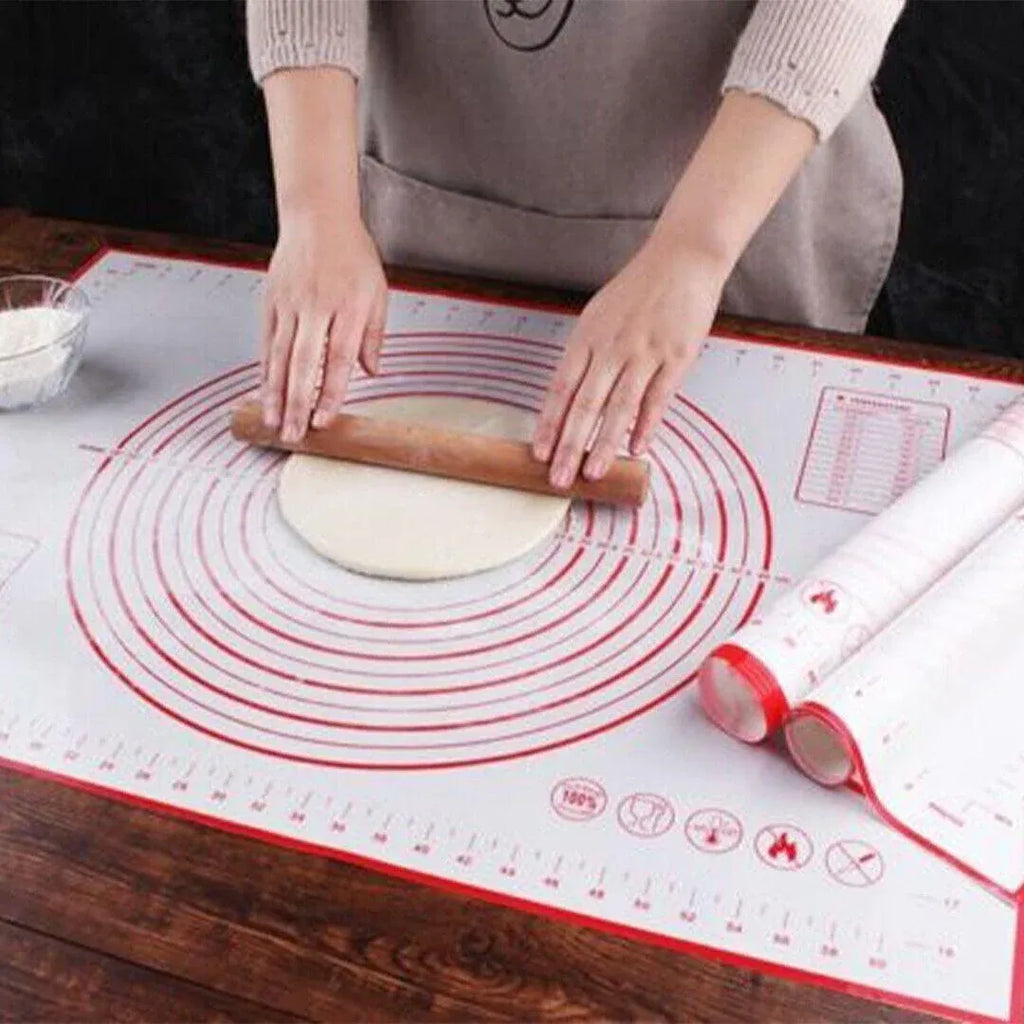 Non-Stick Silicone Baking Mat Rolling Cake Dough Scale Pastry Clay Fondant Sheet - Red 60*40cm