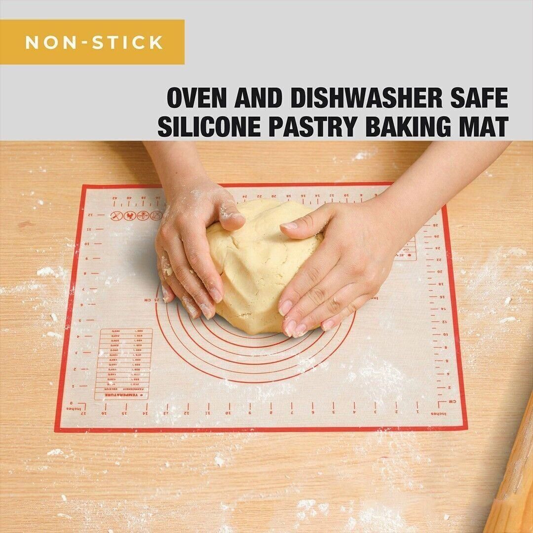 Non-Stick Silicone Baking Mat Rolling Cake Dough Scale Pastry Clay Fondant Sheet - Red 60*40cm
