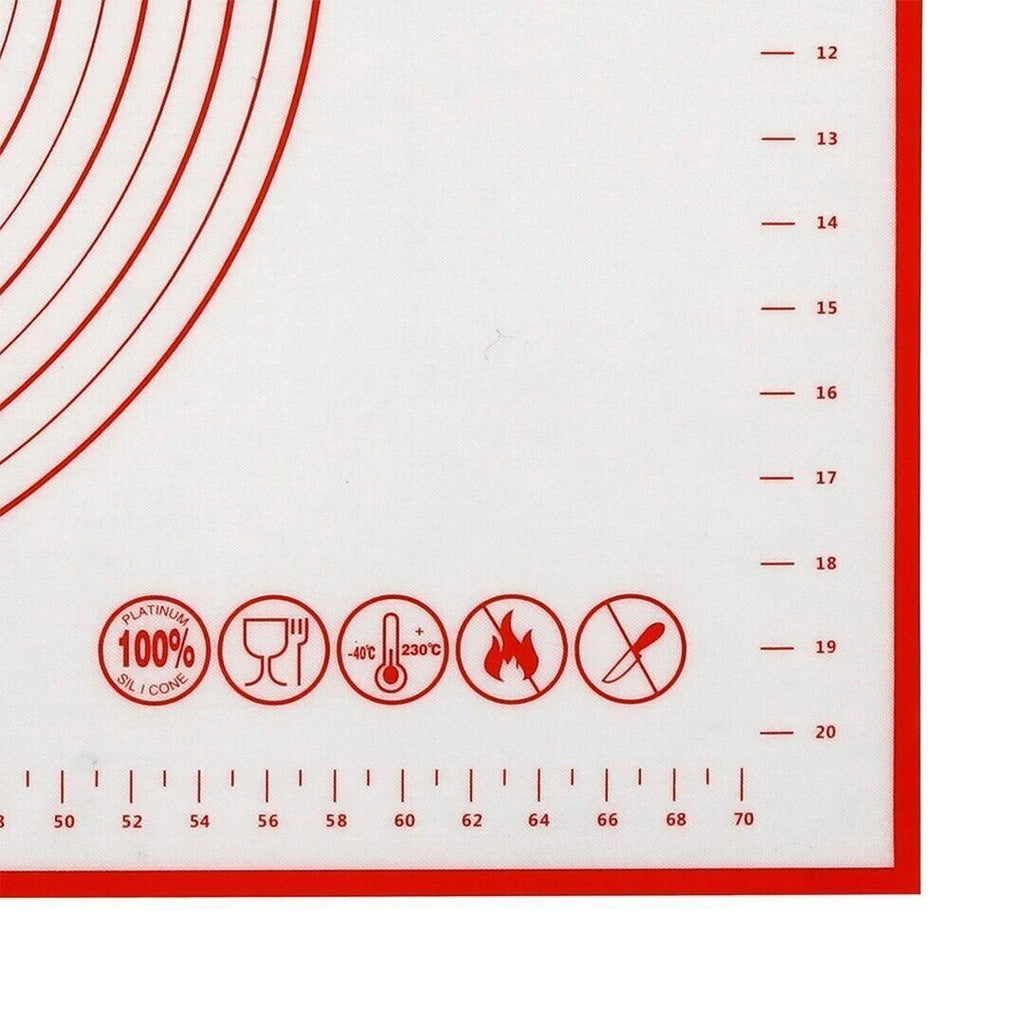 Non-Stick Silicone Baking Mat Rolling Cake Dough Scale Pastry Clay Fondant Sheet - Red 60*60cm