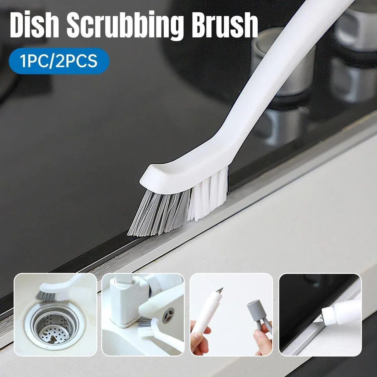 1/2pcs Small Brush for Bathroom Tile Wall Floor Gap Corner Seam Cleaning Tool - 2PCS