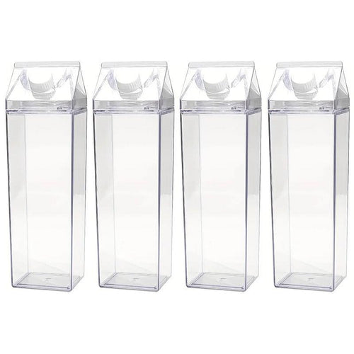 500ml Transparent Square Drink Cups with Lids – Set of 4
