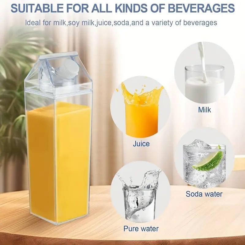 500ml Transparent Square Drink Cups with Lids – Set of 4