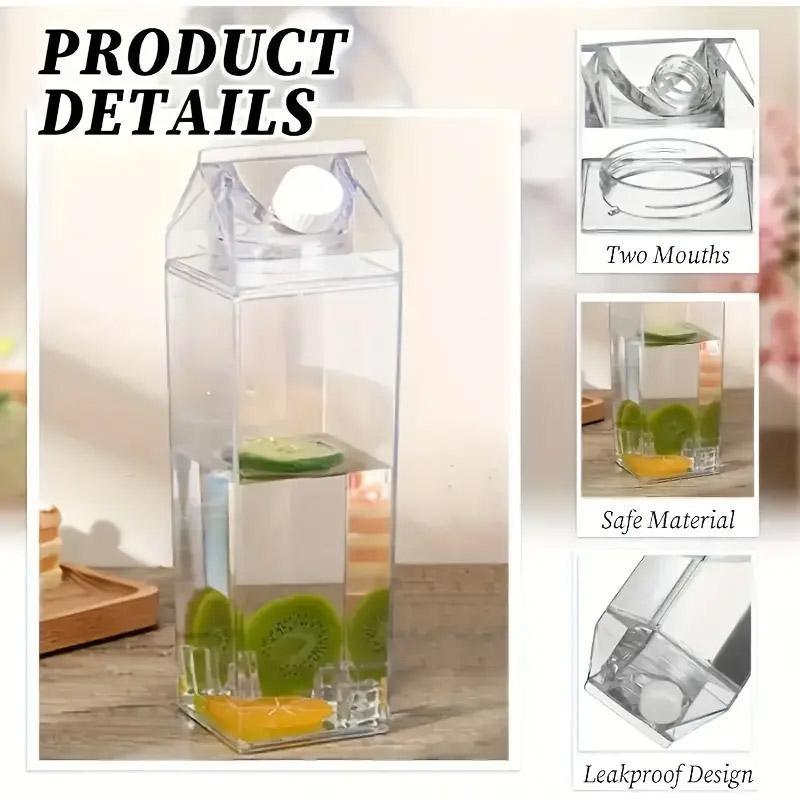 500ml Transparent Square Drink Cups with Lids – Set of 4