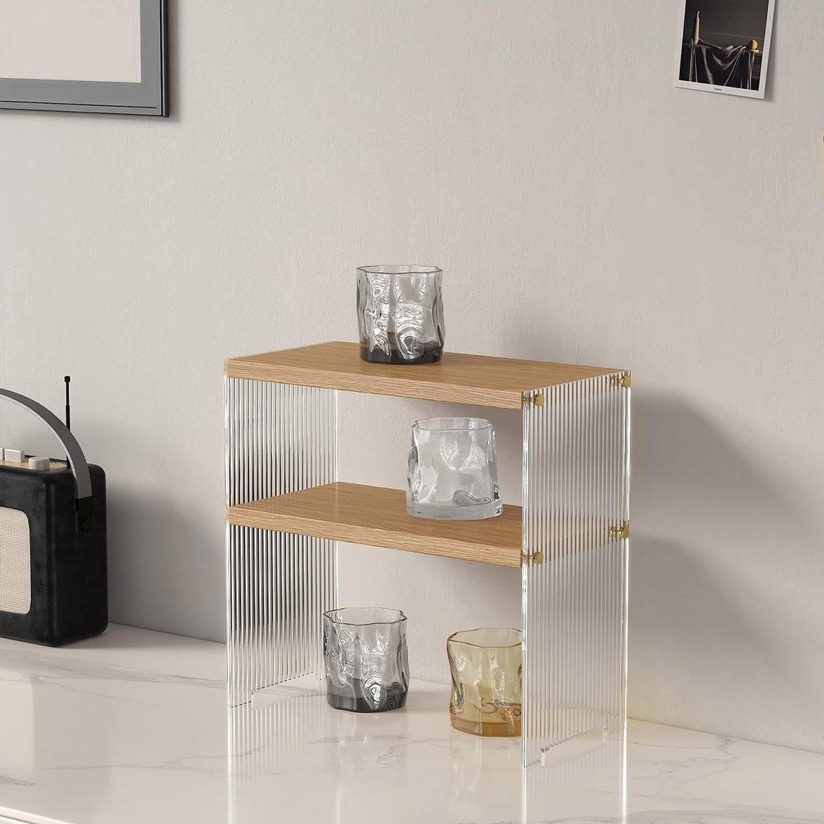 Acrylic Desktop Cup Holder Multi-Purpose Portable Storage Organizer For Home - Brown