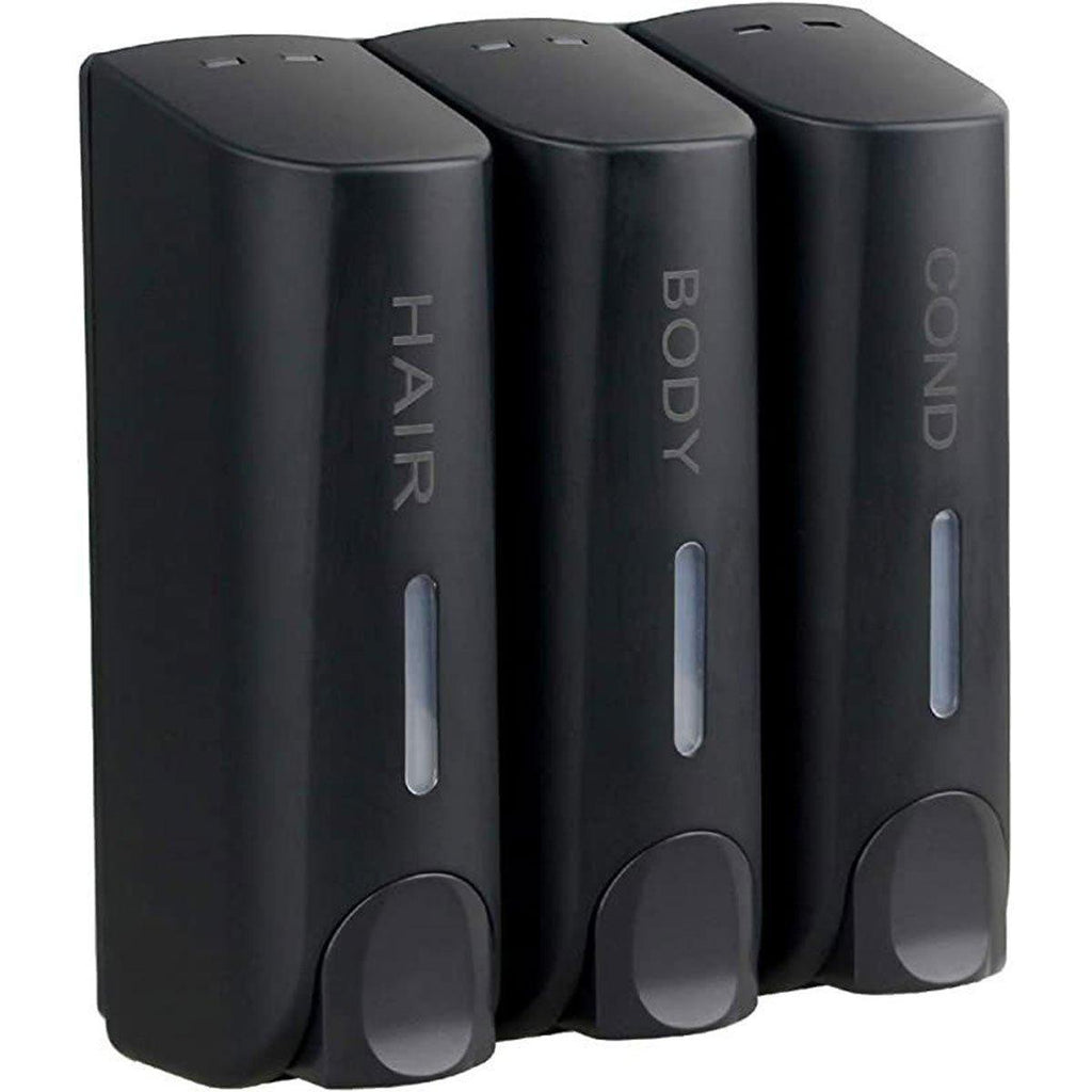 Hotel Wall Mounted Soap Dispenser Bathroom Shampoo Shower Gel Hand Soap Box - Black-Double