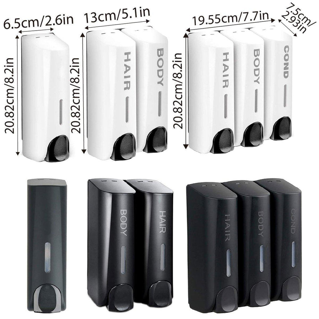 Hotel Wall Mounted Soap Dispenser Bathroom Shampoo Shower Gel Hand Soap Box - White-Double
