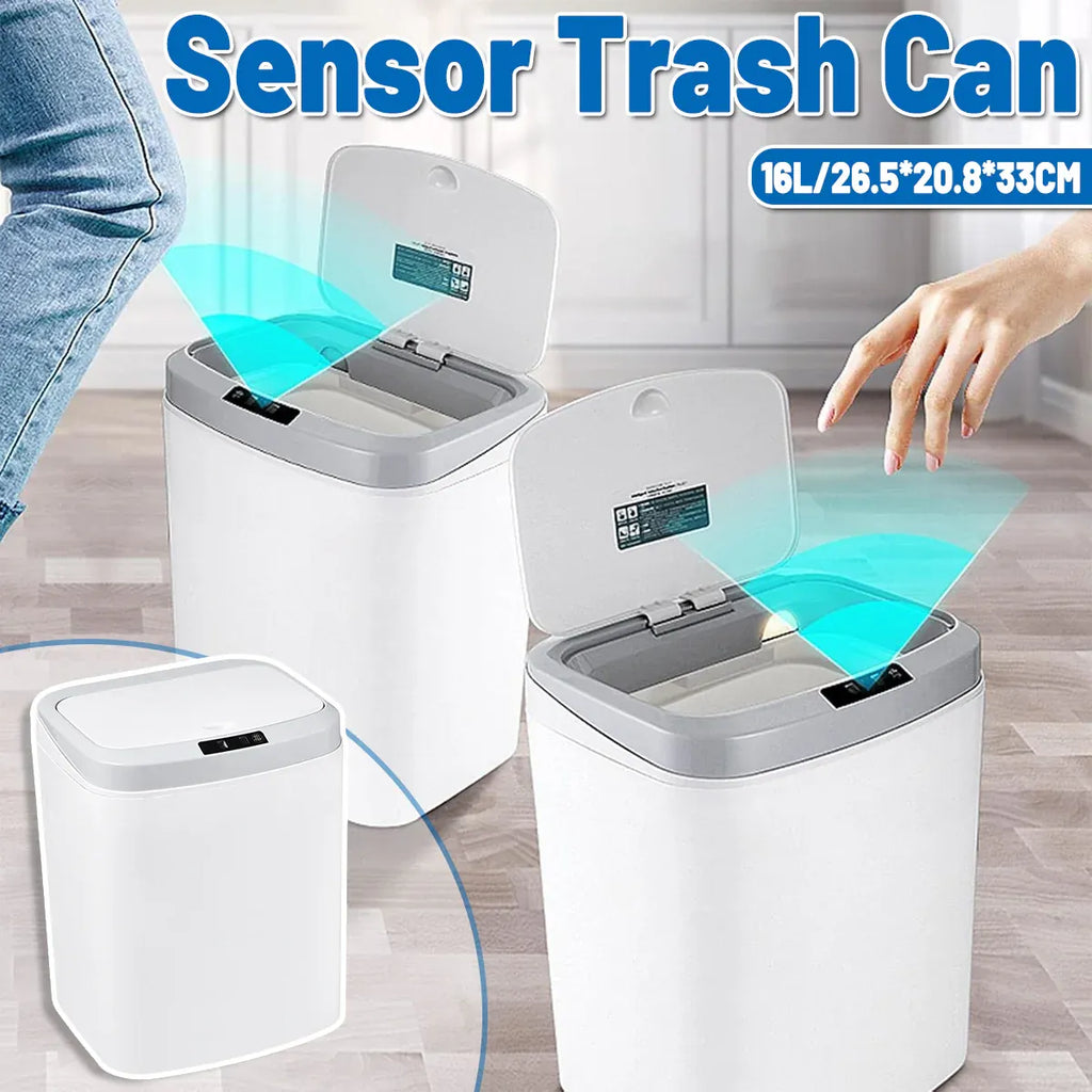 16L Touchless Sensor Bin – White