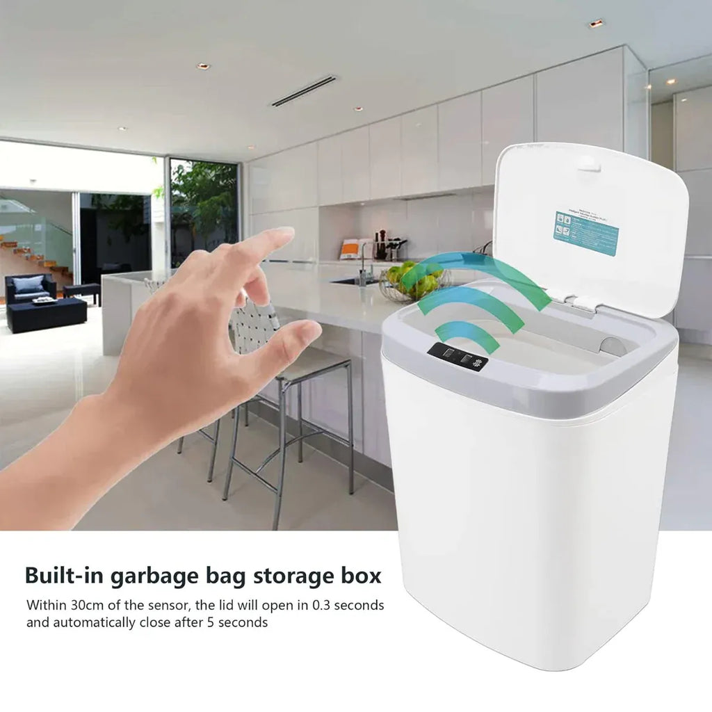 16L Touchless Sensor Bin – White