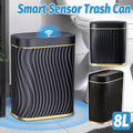 8L Narrow Touchless Bathroom Bin – Black