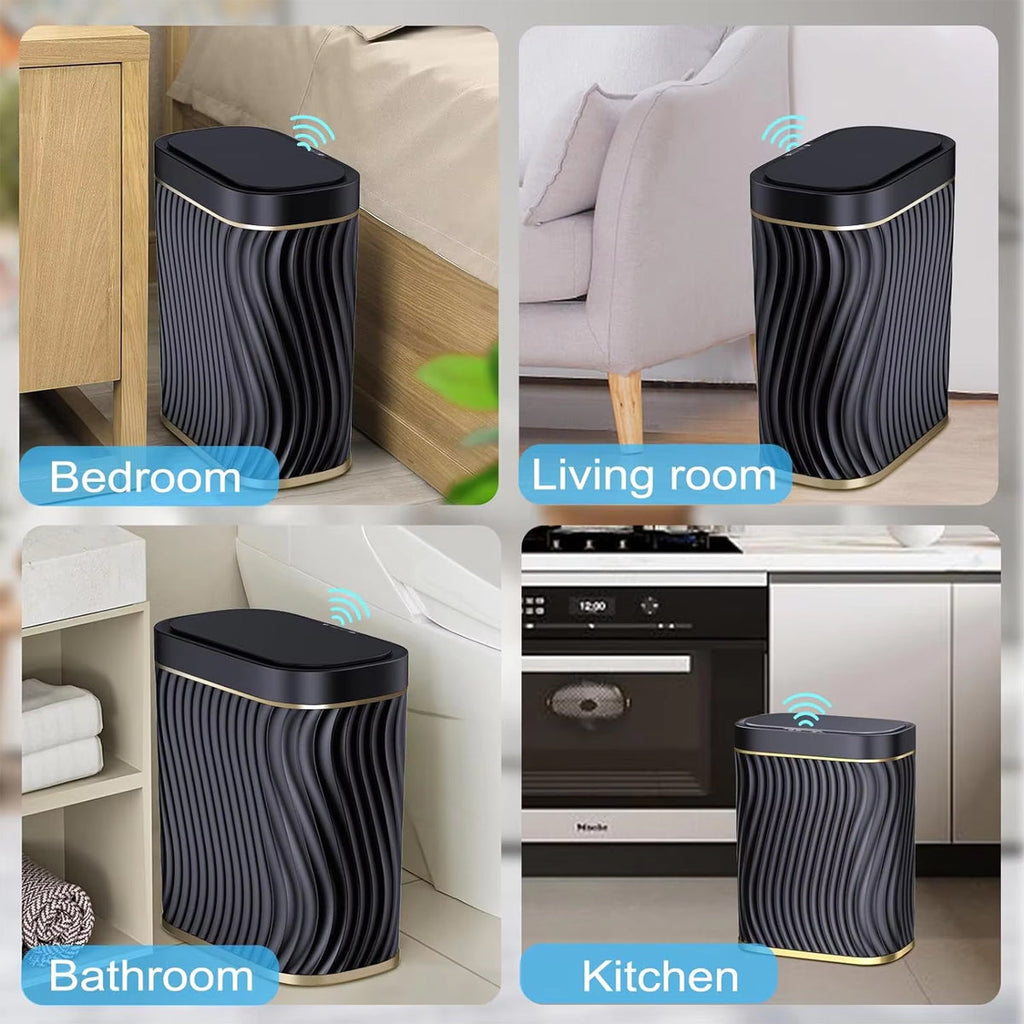 8L Narrow Touchless Bathroom Bin – Black