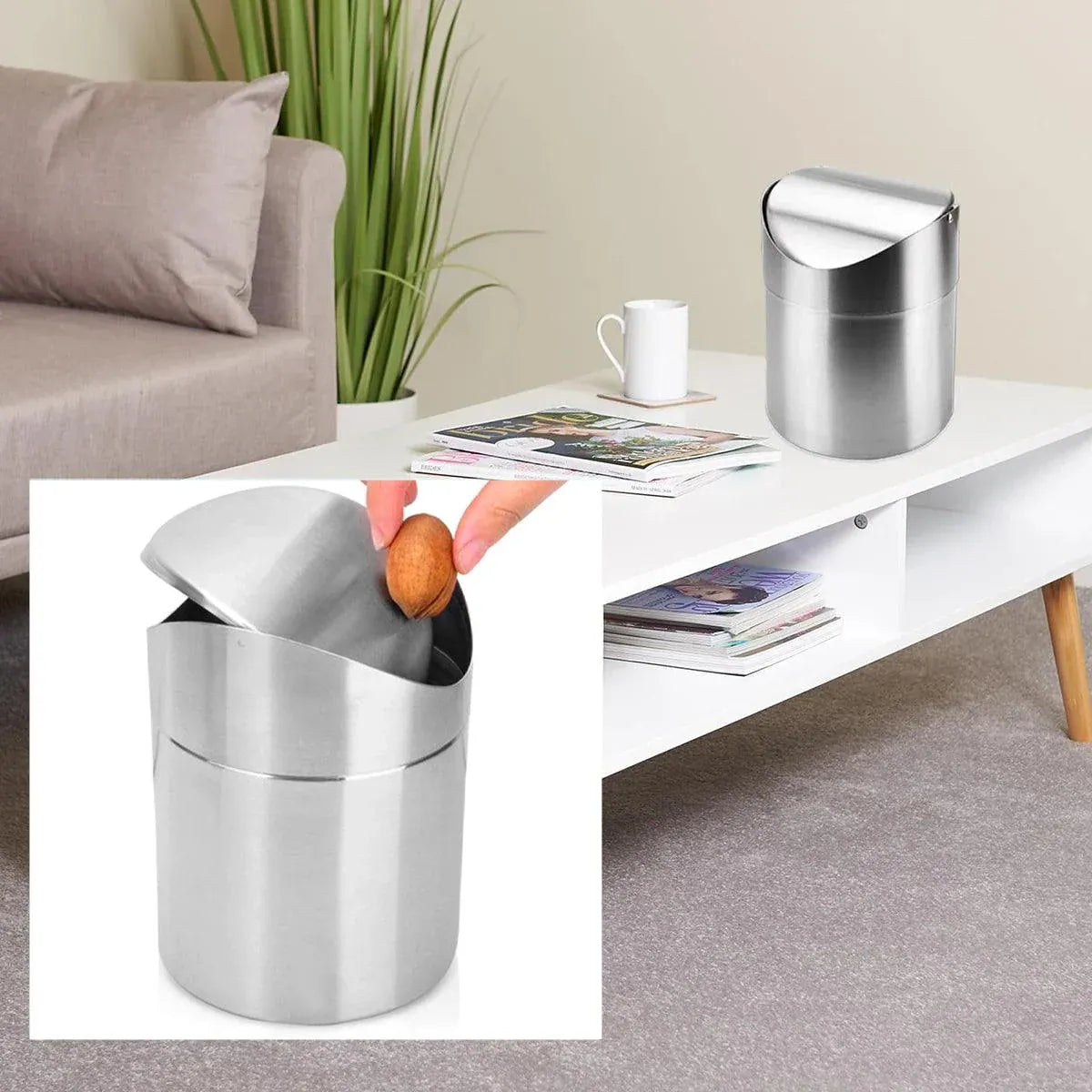 Mini Stainless Steel Desktop Waste Bin