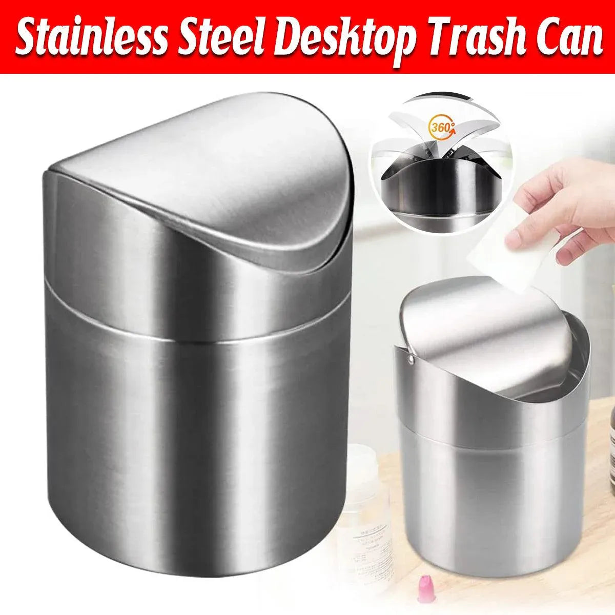 Mini Stainless Steel Desktop Waste Bin