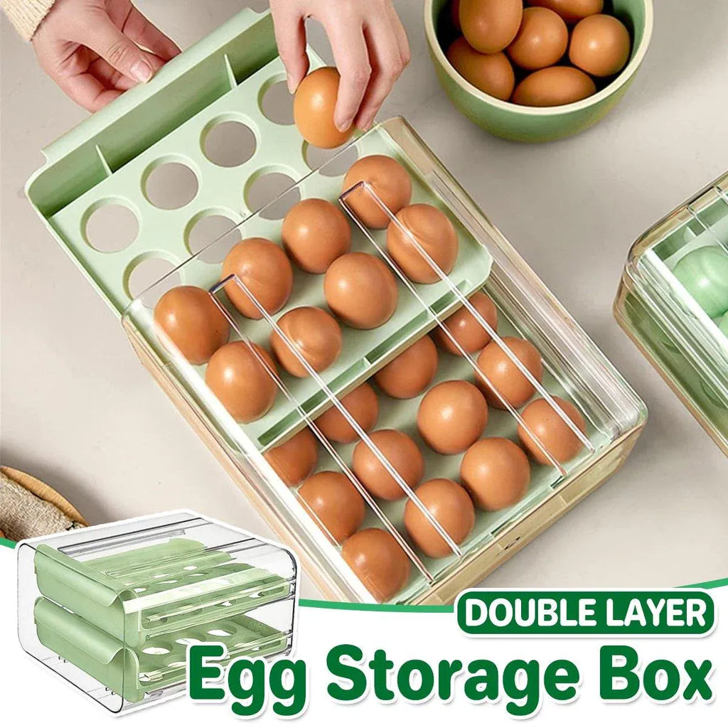 Double-Layer Green Egg Storage Drawer for Fridge