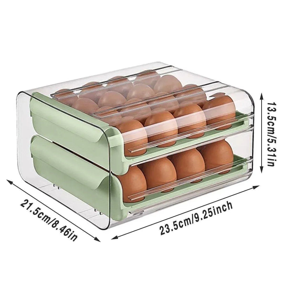Double-Layer Green Egg Storage Drawer for Fridge