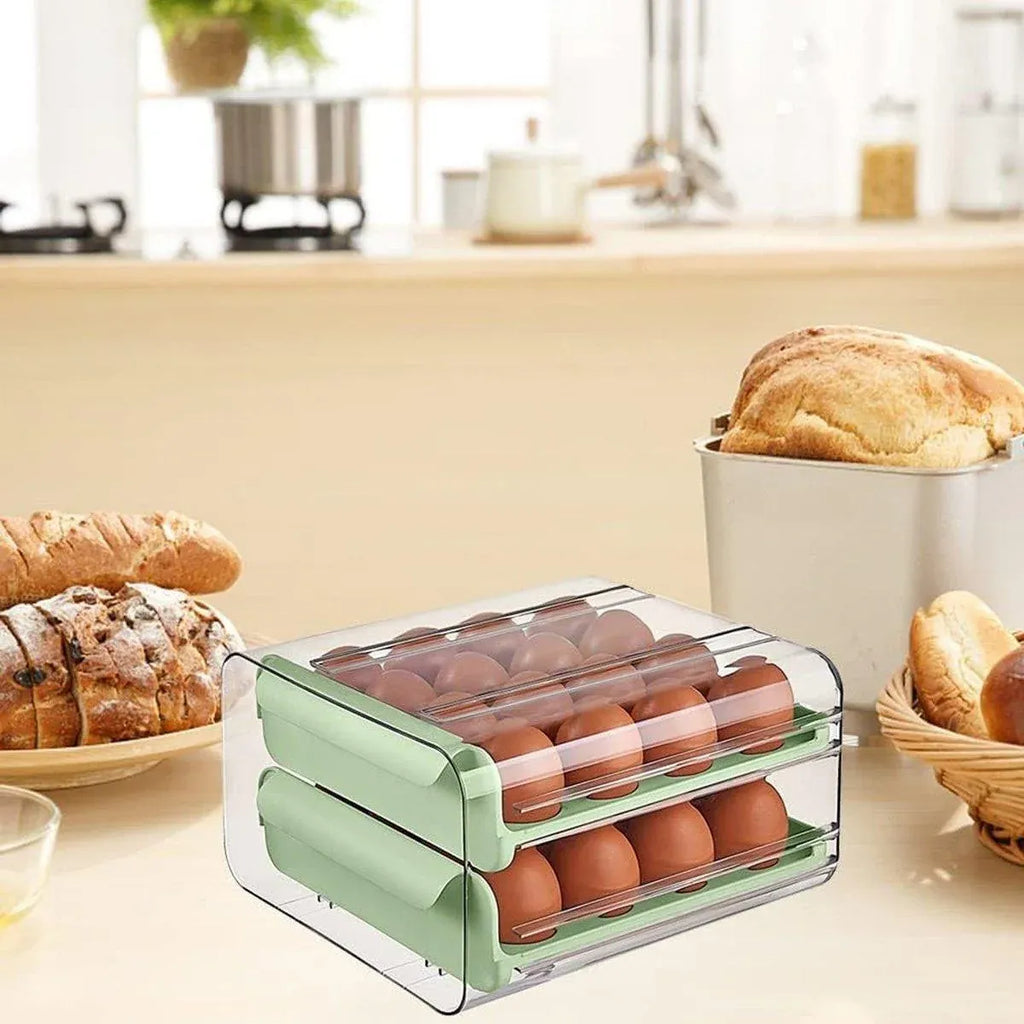 Double-Layer Green Egg Storage Drawer for Fridge
