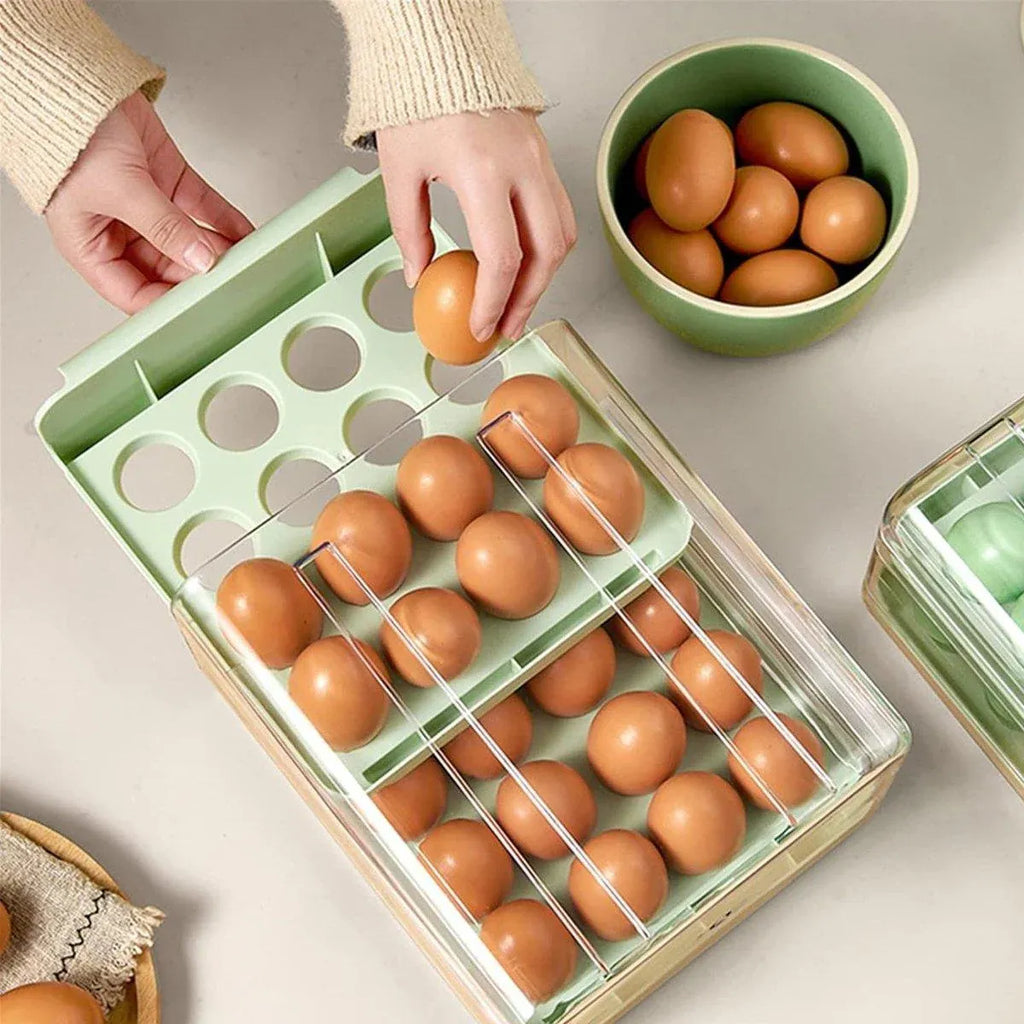 Double-Layer Green Egg Storage Drawer for Fridge