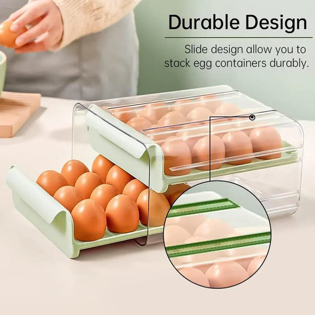 Double-Layer Green Egg Storage Drawer for Fridge