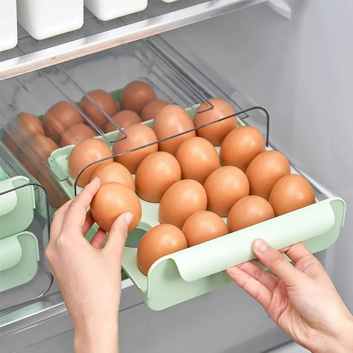 Double-Layer Green Egg Storage Drawer for Fridge
