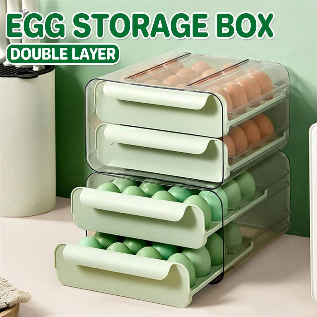 Double-Layer Green Egg Storage Drawer for Fridge