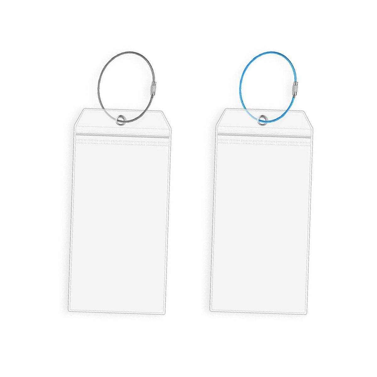 2/10PCS Cruise Ship Luggage Tags Holders Zip Pouch Keyring Steel Wire Cable - 2PCS