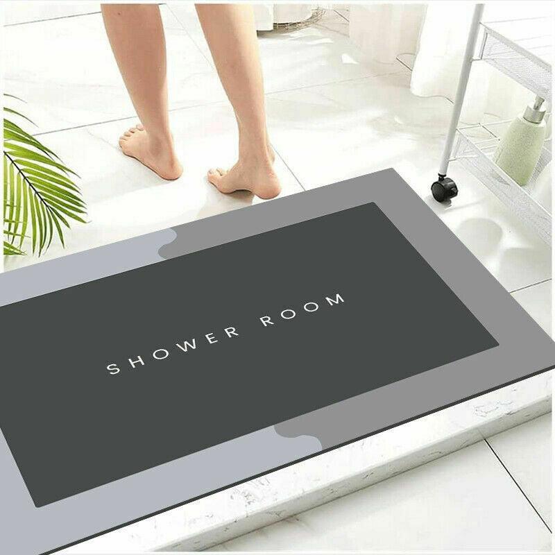 50x80CM Super Absorbent Floor Mat Soft Quick-Drying Non-Slip Diatom Mud Bath - Blue-Oval