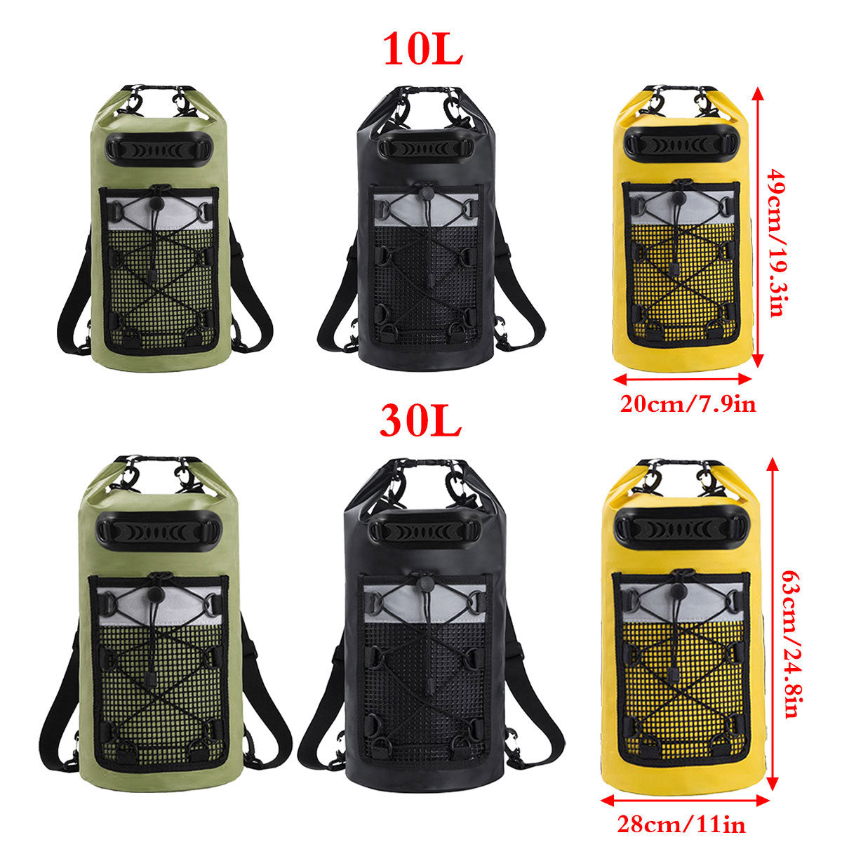Outdoor Waterproof Dry Bag Roll Top Sack Rafting Swimming Hiking Travel Gear - Yellow - 30L