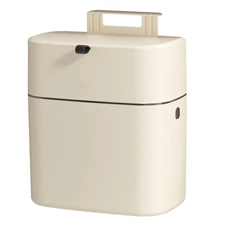 Wall-Mounted Hanging Waste Bin – Cream White