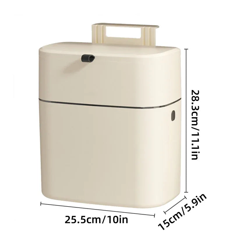 Wall-Mounted Hanging Waste Bin – Cream White