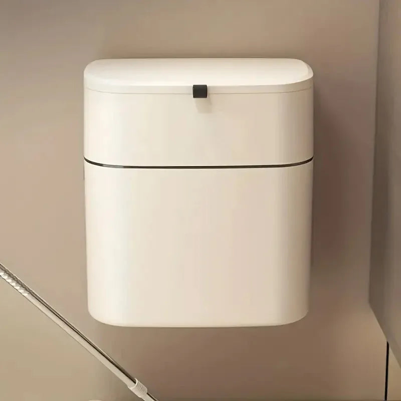 Wall-Mounted Hanging Waste Bin – Cream White