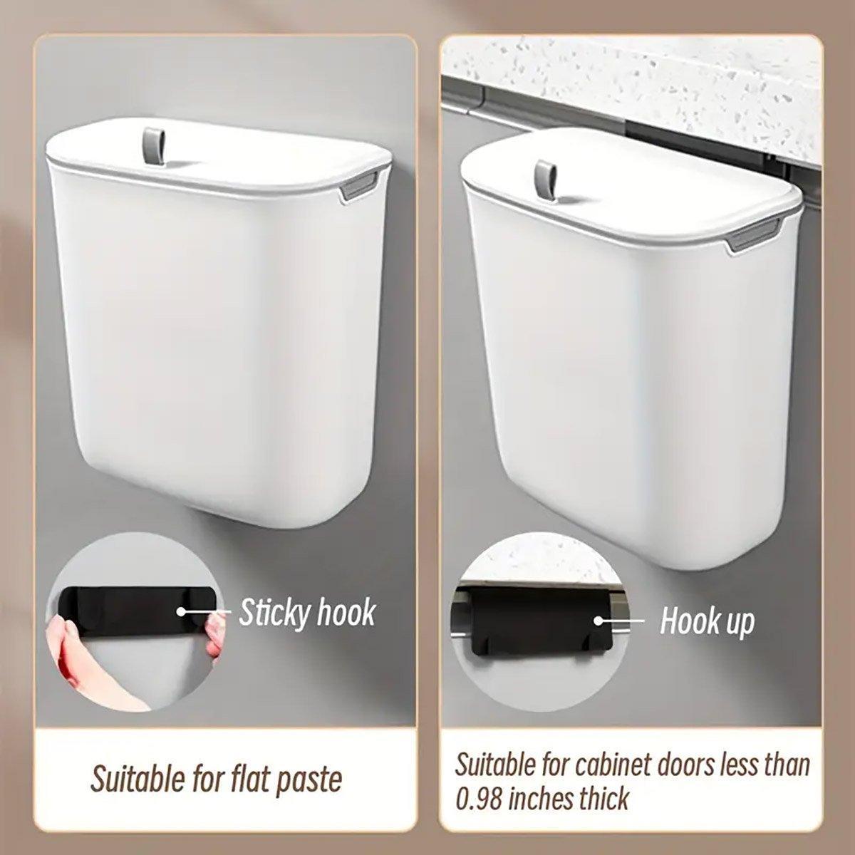 9L Wall-Mounted Sliding-Lid Waste Bin