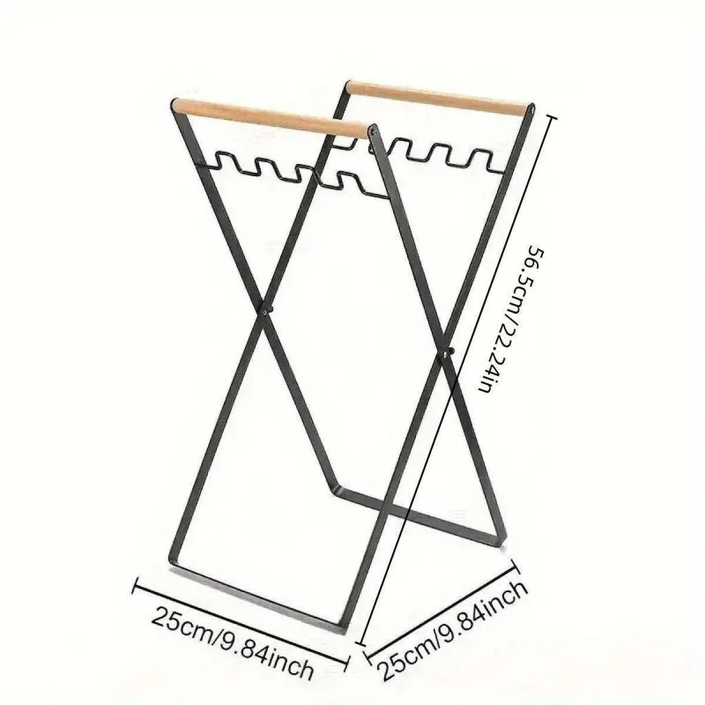 Outdoor Portable Wooden Folding Garbage Rack Picnic Barbecue Plastic Bag Holder