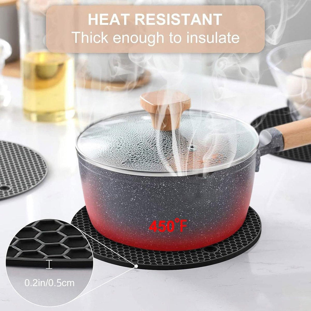 4pcs Silicone Honeycomb Heat Resistant Mats Table Cup Pot Coasters Home Kitchen - Blue