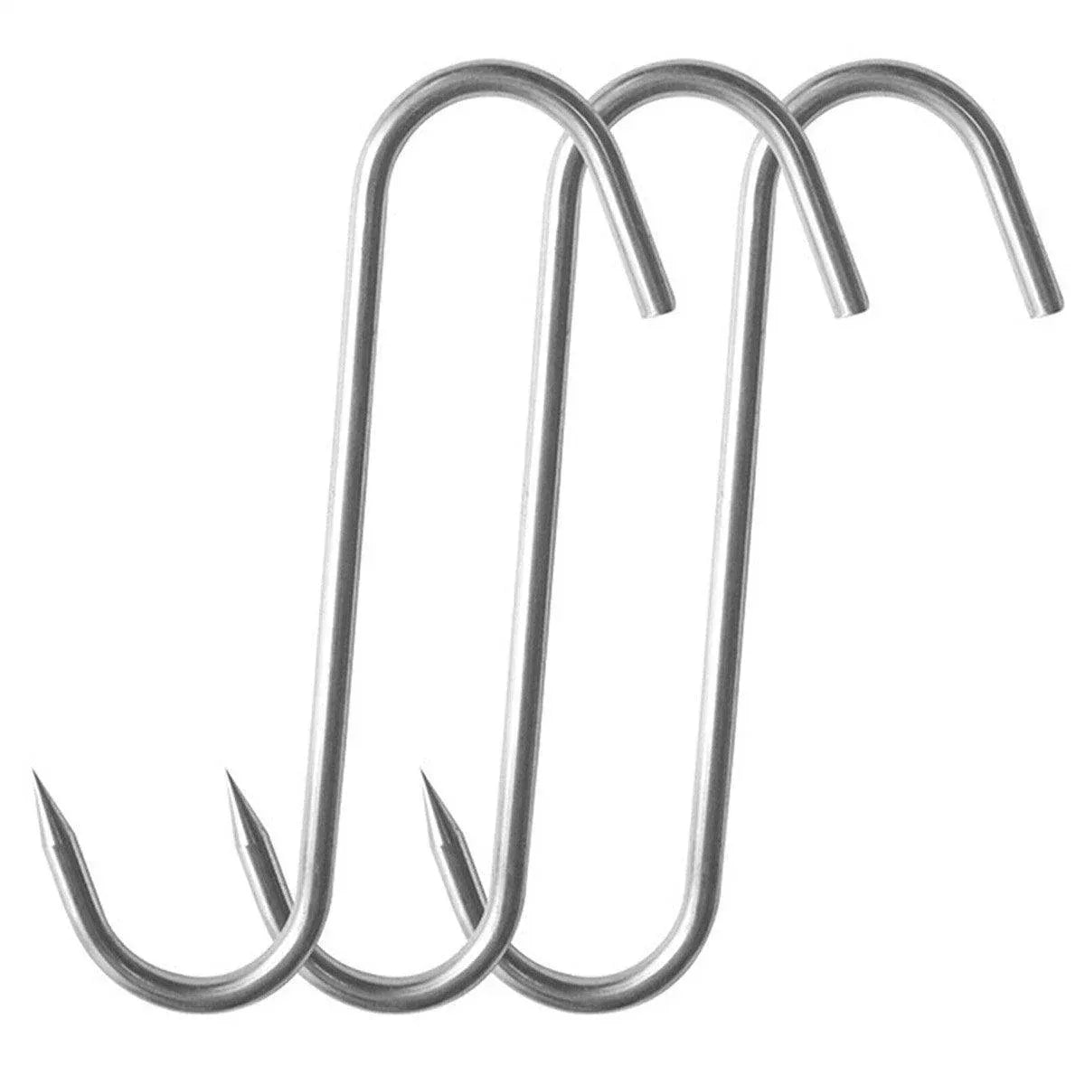 10PCS Steel S Meat Hooks for Beef Pork Lamb Roast Duck BBQ Grill Oven Hanging - S