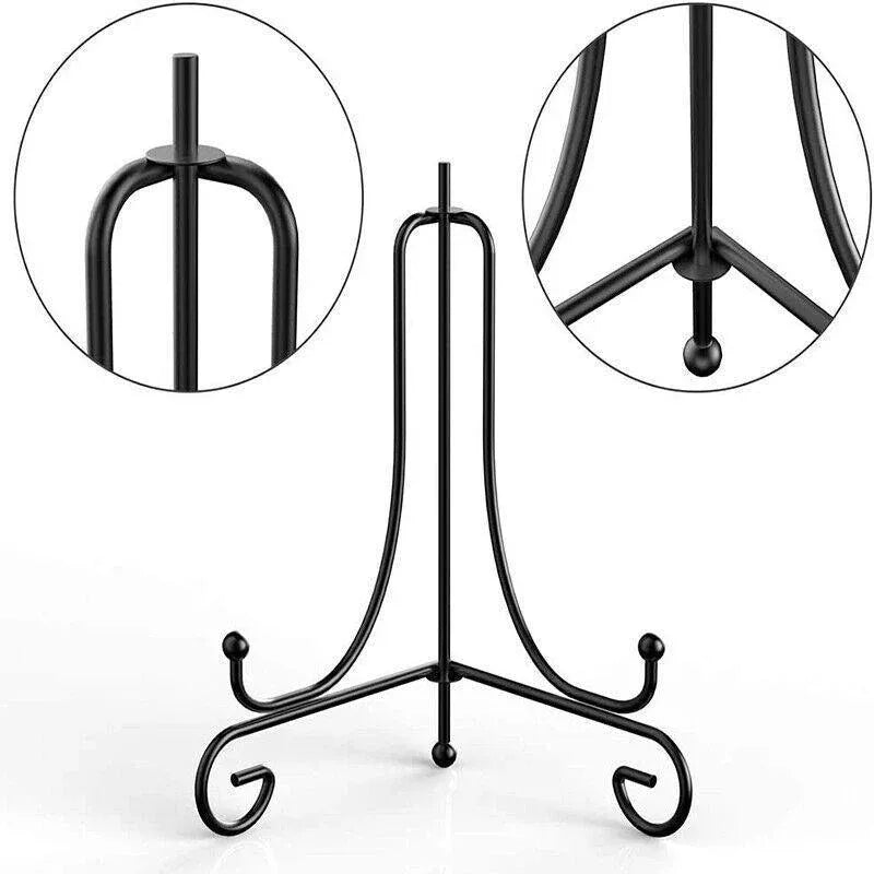 Plate Stands Iron Display Easel Photo Picture Bowl Dish Book Holder Frame Black - 10 Inch