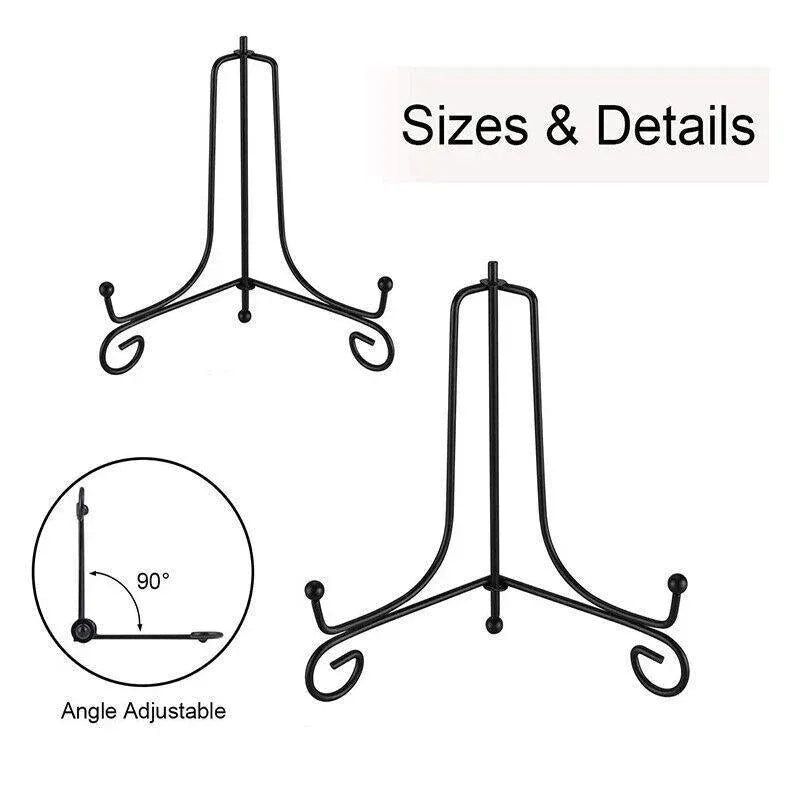 Plate Stands Iron Display Easel Photo Picture Bowl Dish Book Holder Frame Black - 4 Inch