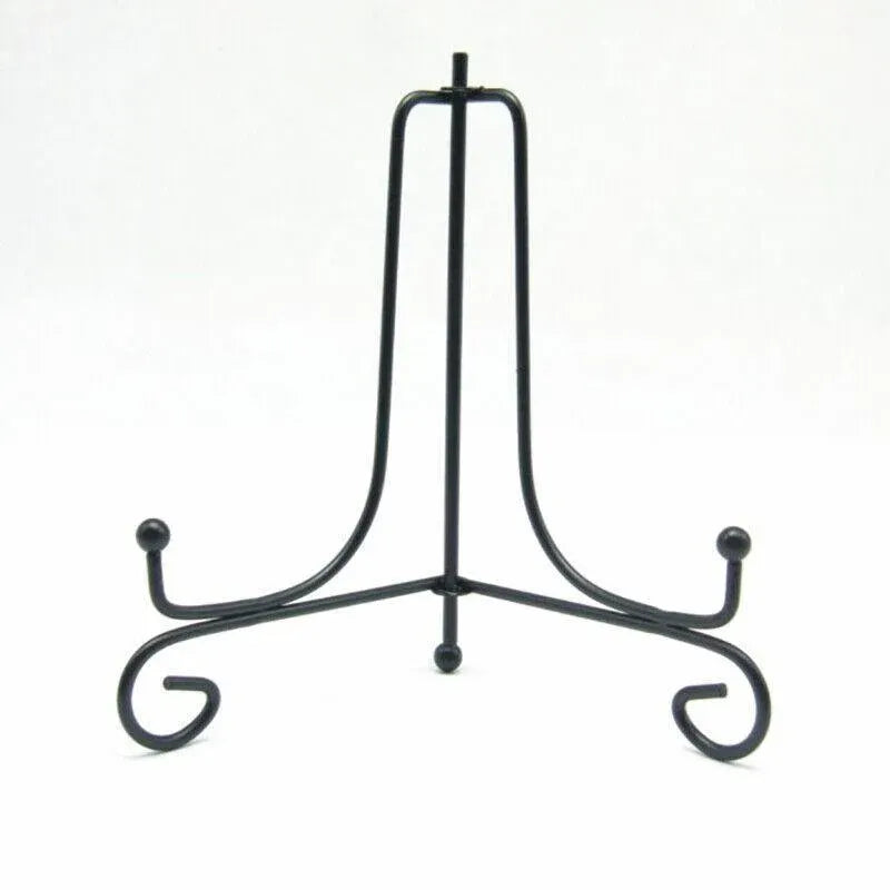 Plate Stands Iron Display Easel Photo Picture Bowl Dish Book Holder Frame Black - 7 Inch