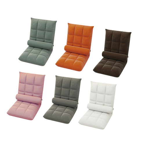 Adjustable Floor Lounge Chair with Lumbar Pillow – Orange
