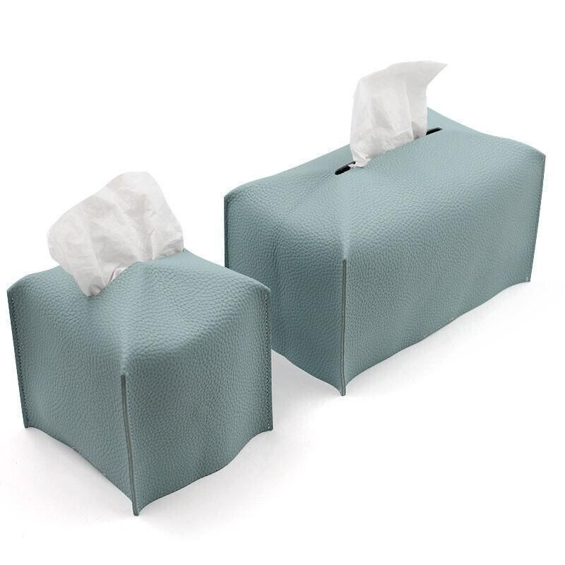 Large Size Tissue Box Dispenser Paper Holder Napkin Case Pu Leather Cover - Yellow
