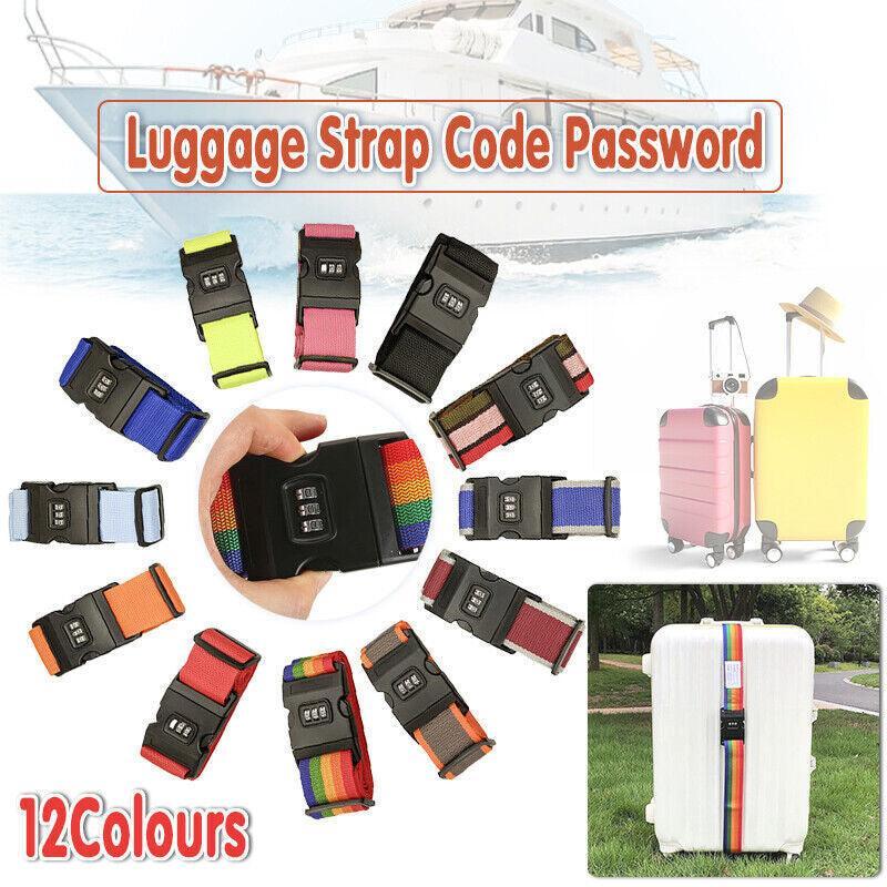 Luggage Strap Code Password Travel Suitcase Secure Lock Safe Nylon Packing Belt - Green+Pink+Red+Black
