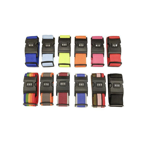 Adjustable Combination-Lock Luggage Strap – Blue