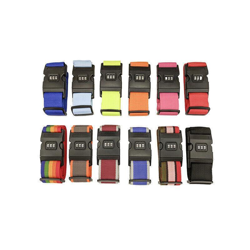 Luggage Strap Code Password Travel Suitcase Secure Lock Safe Nylon Packing Belt - Red+Grey