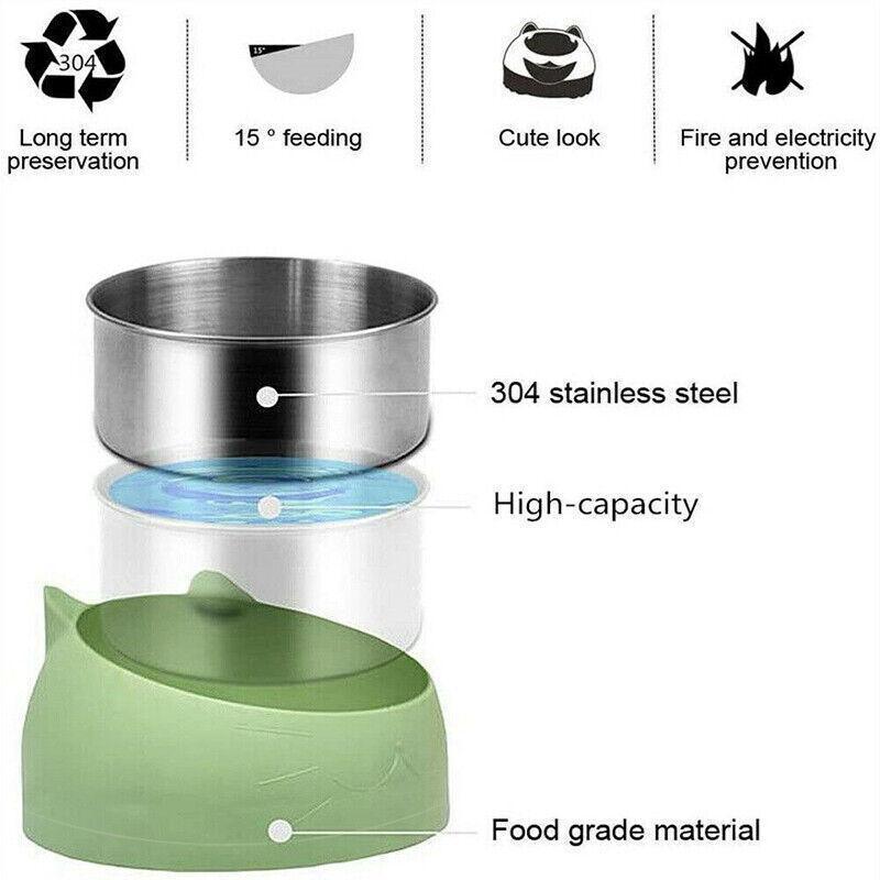 Stainless Steel Tilted Water and Food Feeder
