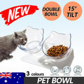 Elevated Double Pet Bowl — Black/Clear