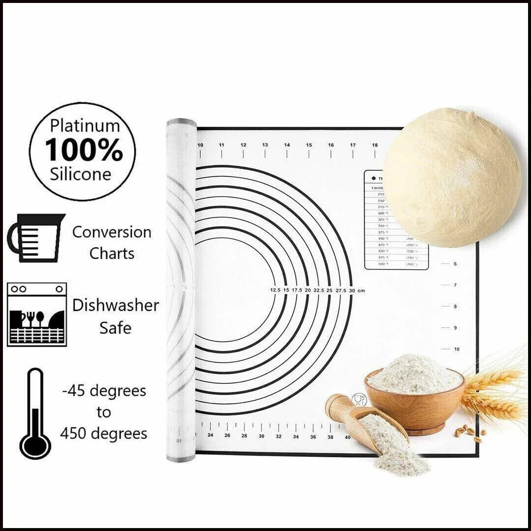 Non-Stick Silicone Baking Mat Rolling Cake Dough Scale Pastry Clay Fondant Sheet - Red 80*60cm