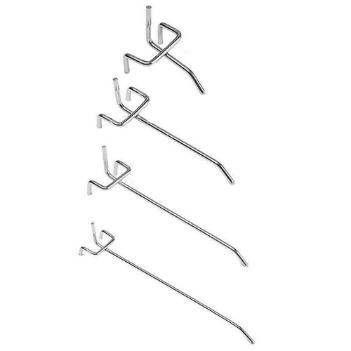 50-Piece 150mm Steel Pegboard Hook Set – Chrome